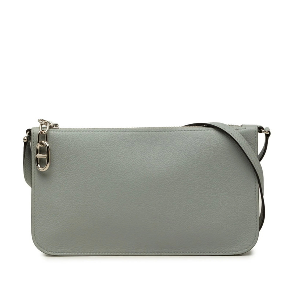 Hermes Zip Ango To Go Chaine d'Ancre Handbag Pouch Shoulder Bag, Gray with Si...